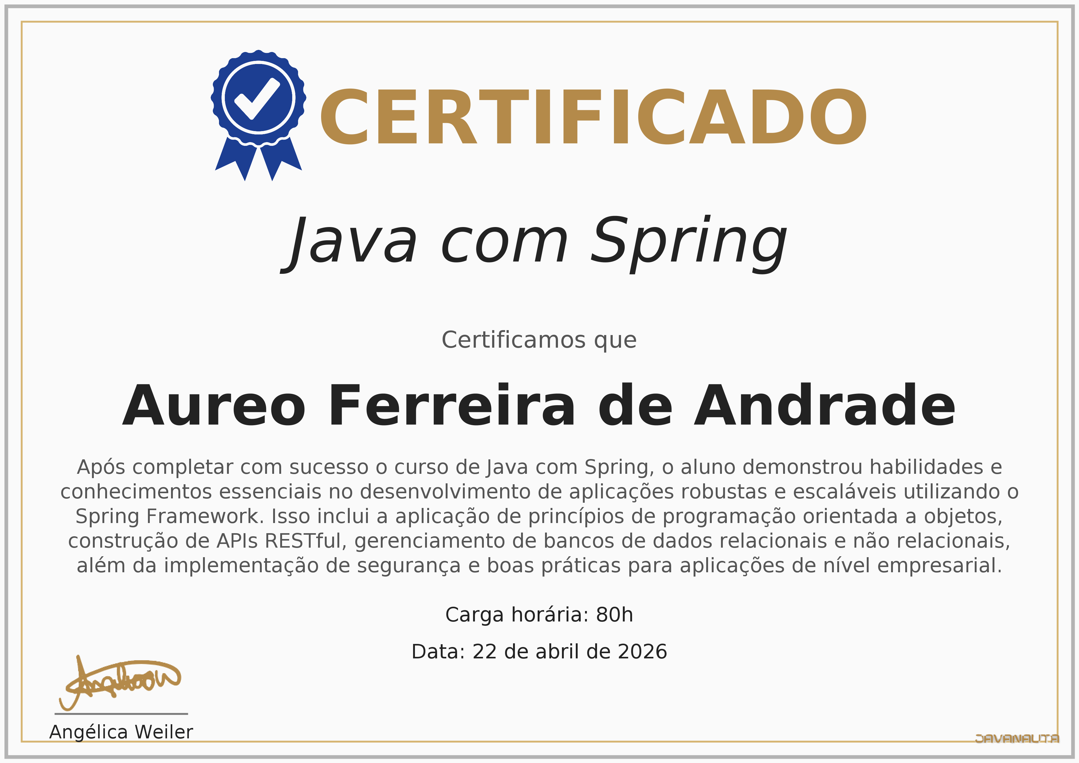 Aureo Andrade - Desenvolvedor Back End | Java | Spring Boot | APIs REST ...
